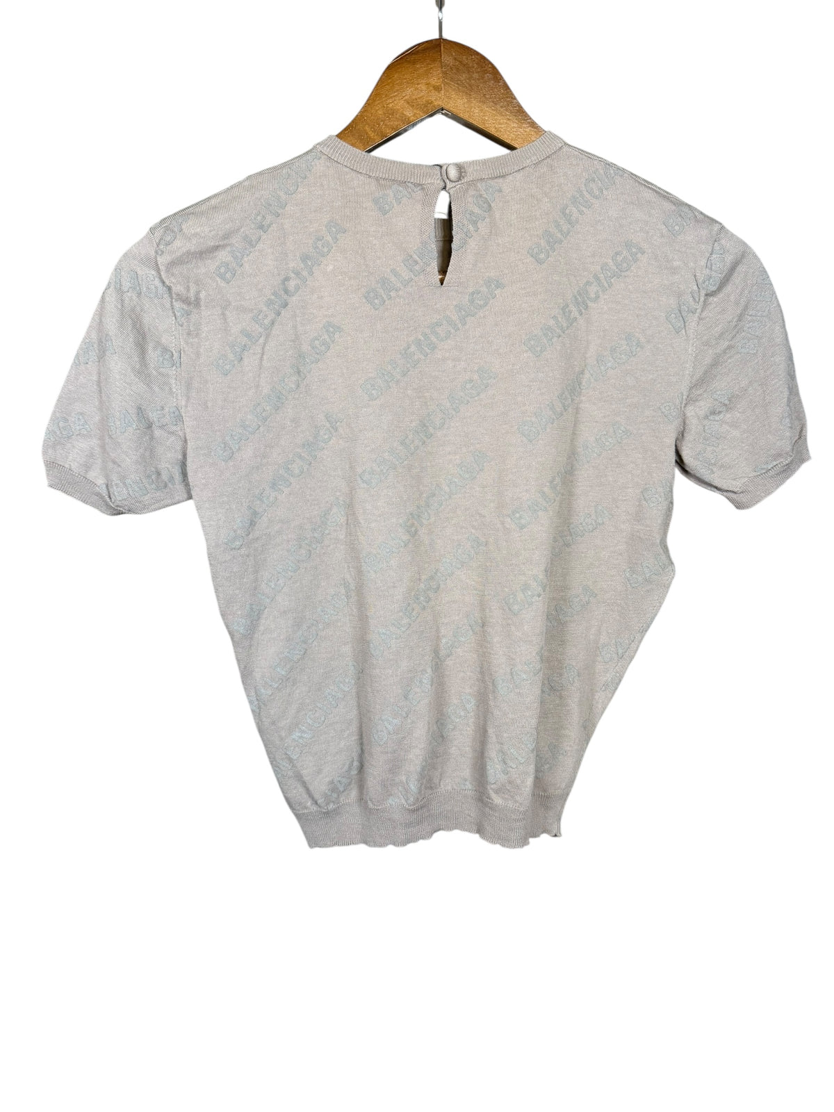 Balenciaga All Over Logo Short Sleeve Top