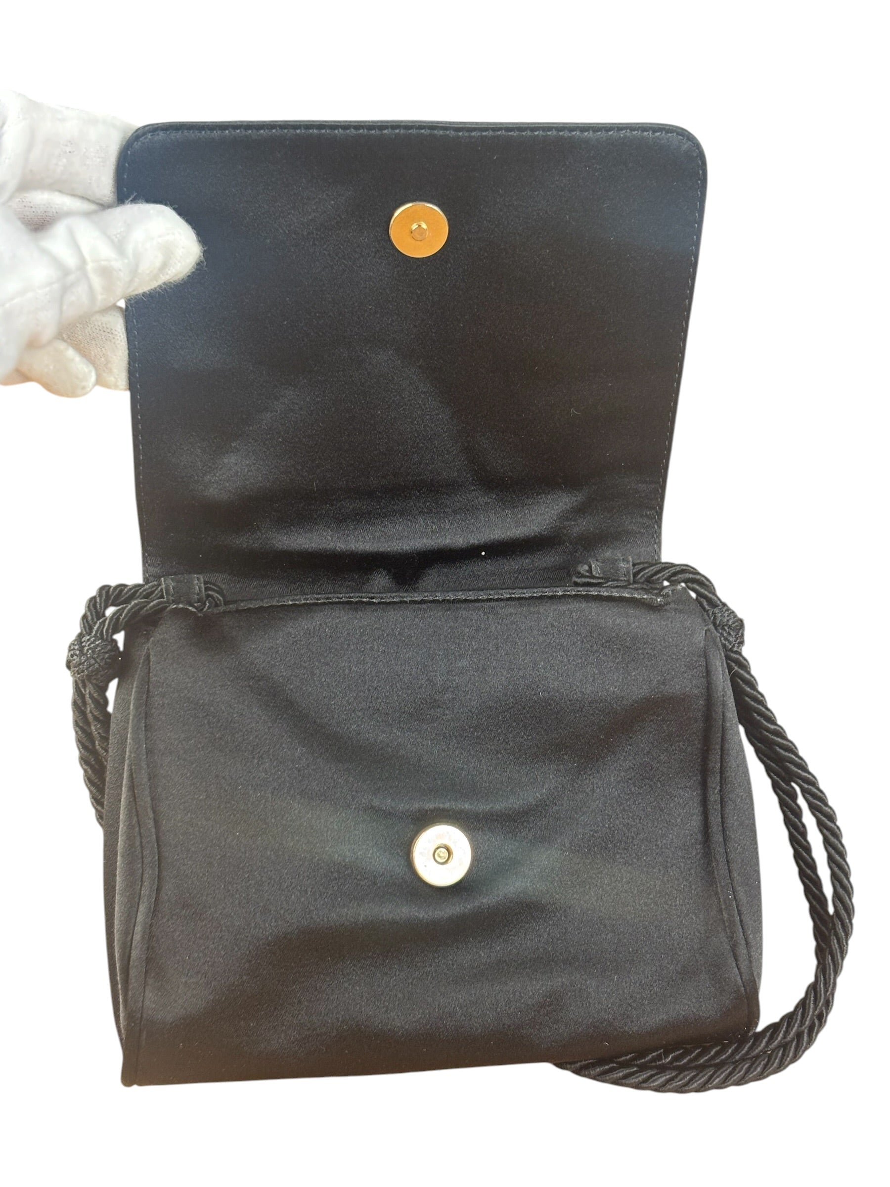 Prada Vintage Black Satin Mini Shoulder Bag
