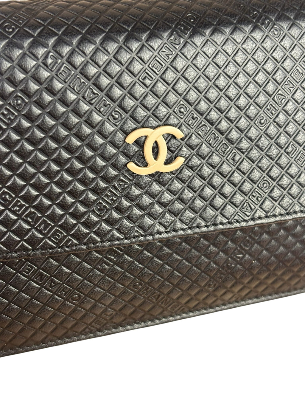 Chanel Beige/Black Small Quilted Leather Wallet On Chain 2004