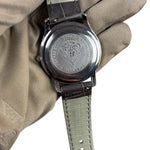 Gucci 5500M Silver Roman Dial Grey Croc Strap