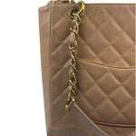 Chanel Beige Quilted Caviar Petite Shopping Tote 2004