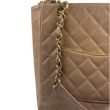 Chanel Beige Quilted Caviar Petite Shopping Tote 2004