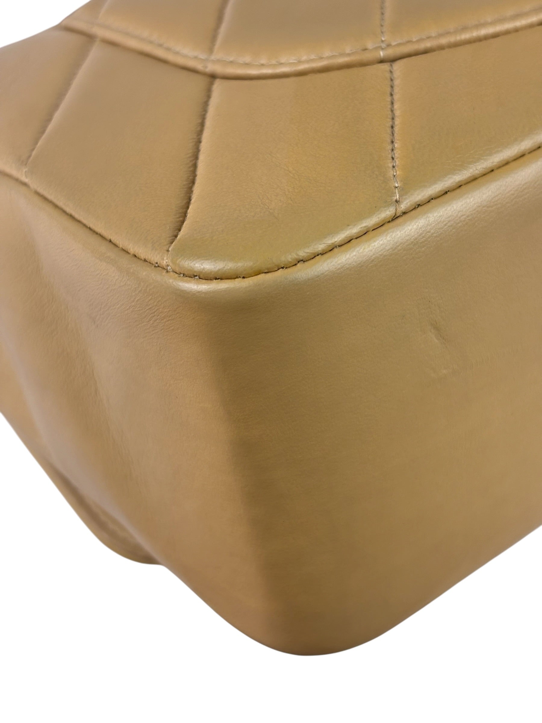 Chanel Vintage Beige Lambskin Chevron Coco Handle Flap Two-Way Bag 1991