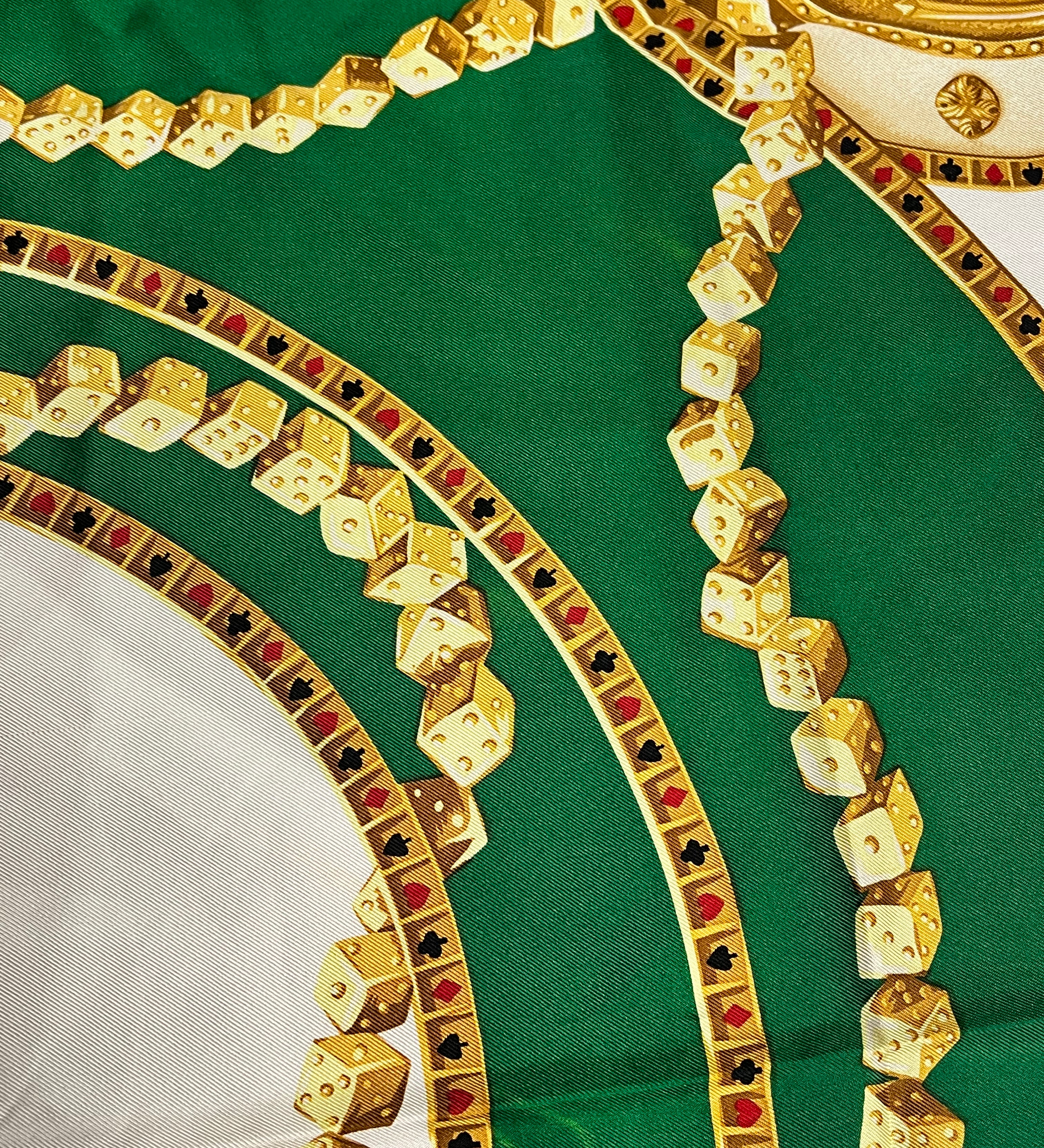 Christian Dior Green/Gold Poker Silk Scarf