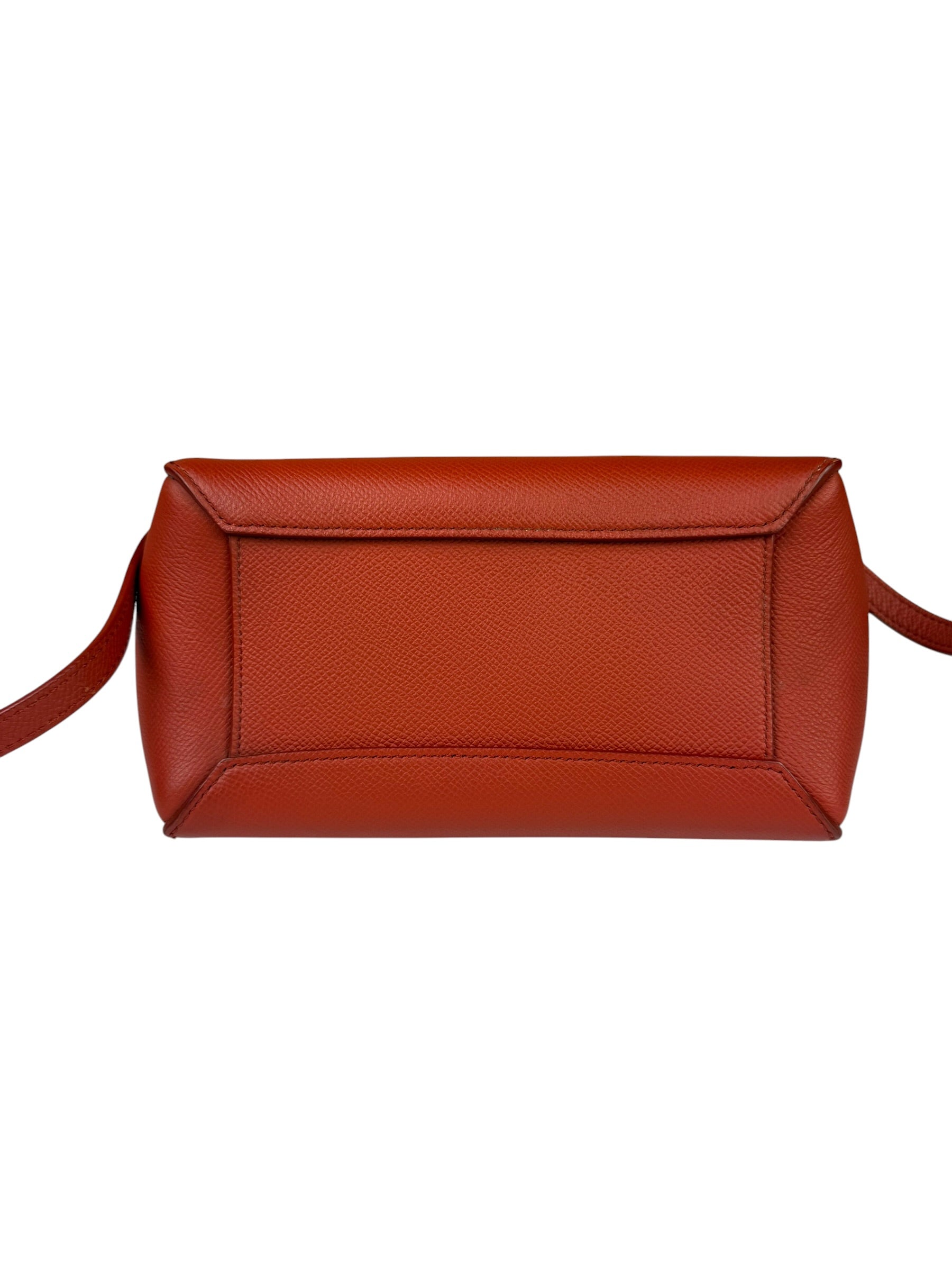 Celine Auburn Orange Leather Mini Belt Top Handle Bag