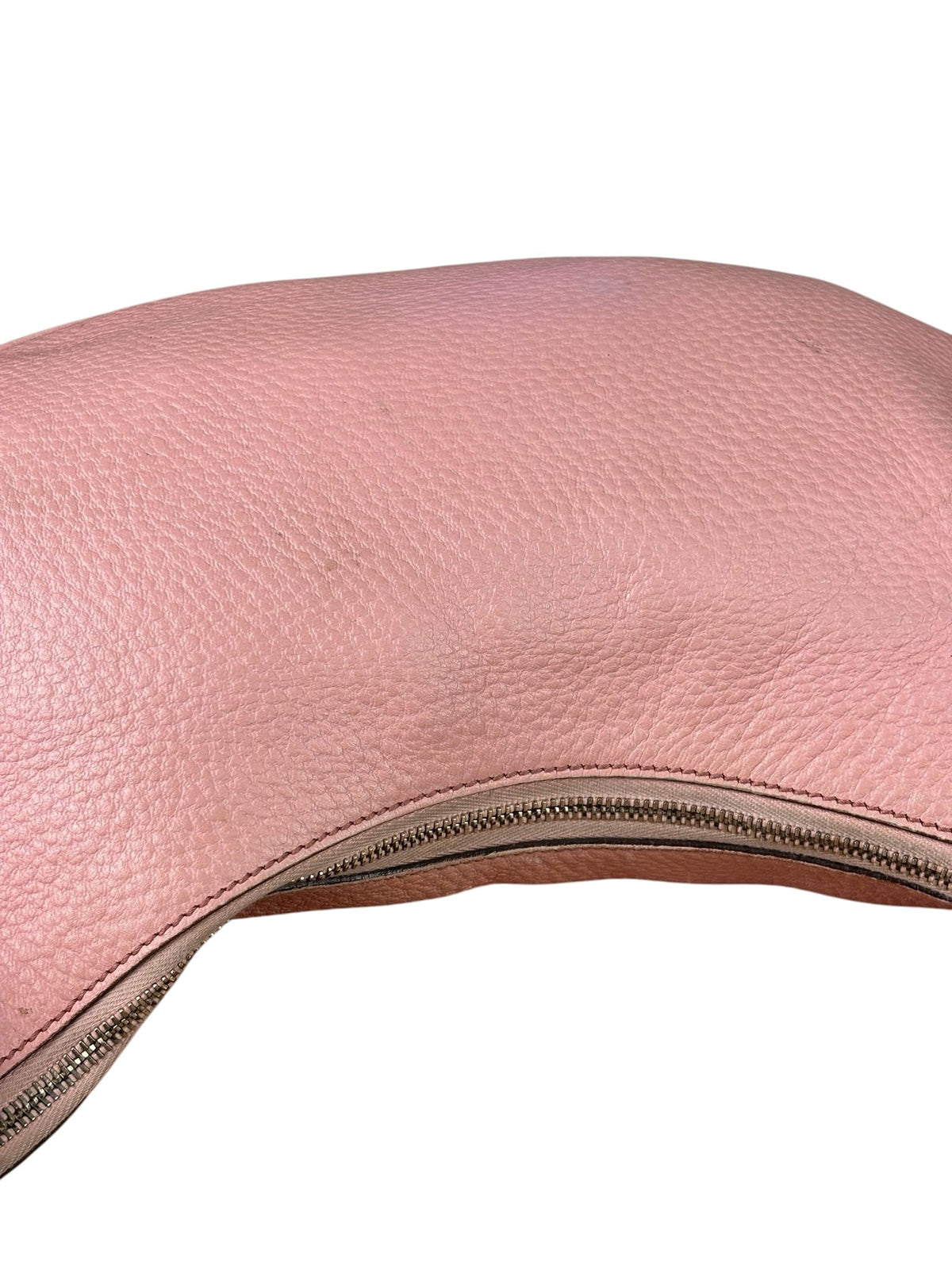 Gucci Pink Pebbled Leather Bamboo Ring Medium Hobo Bag