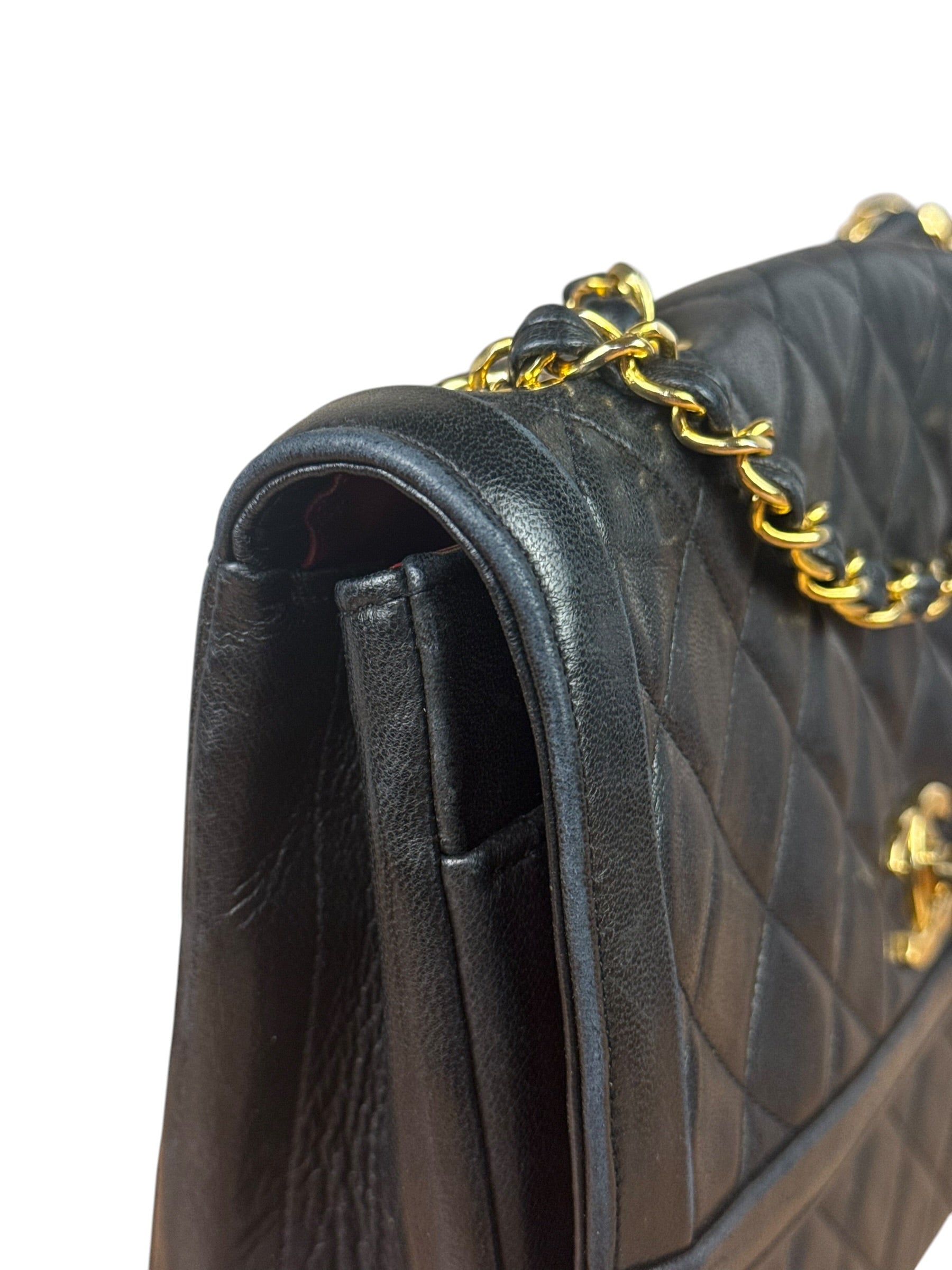 Chanel Black Quilted Leather Chain Flap Bag