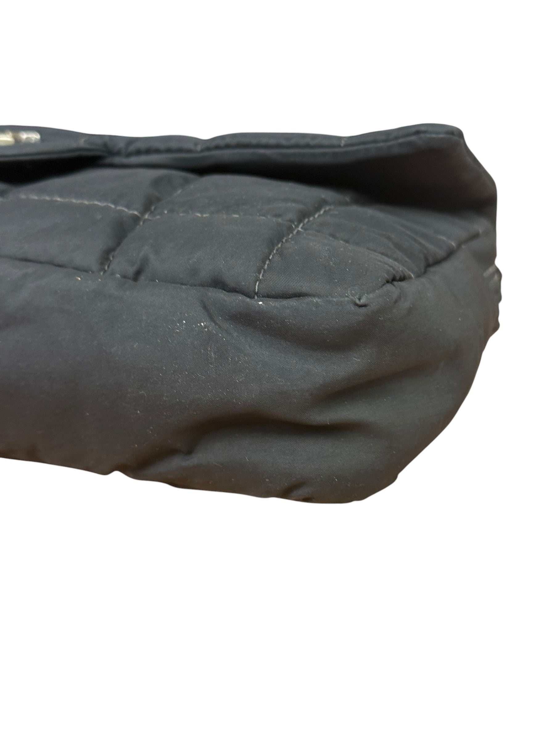 Chanel Black Nylon Chocolate Bar Chain Flap Bag 2002