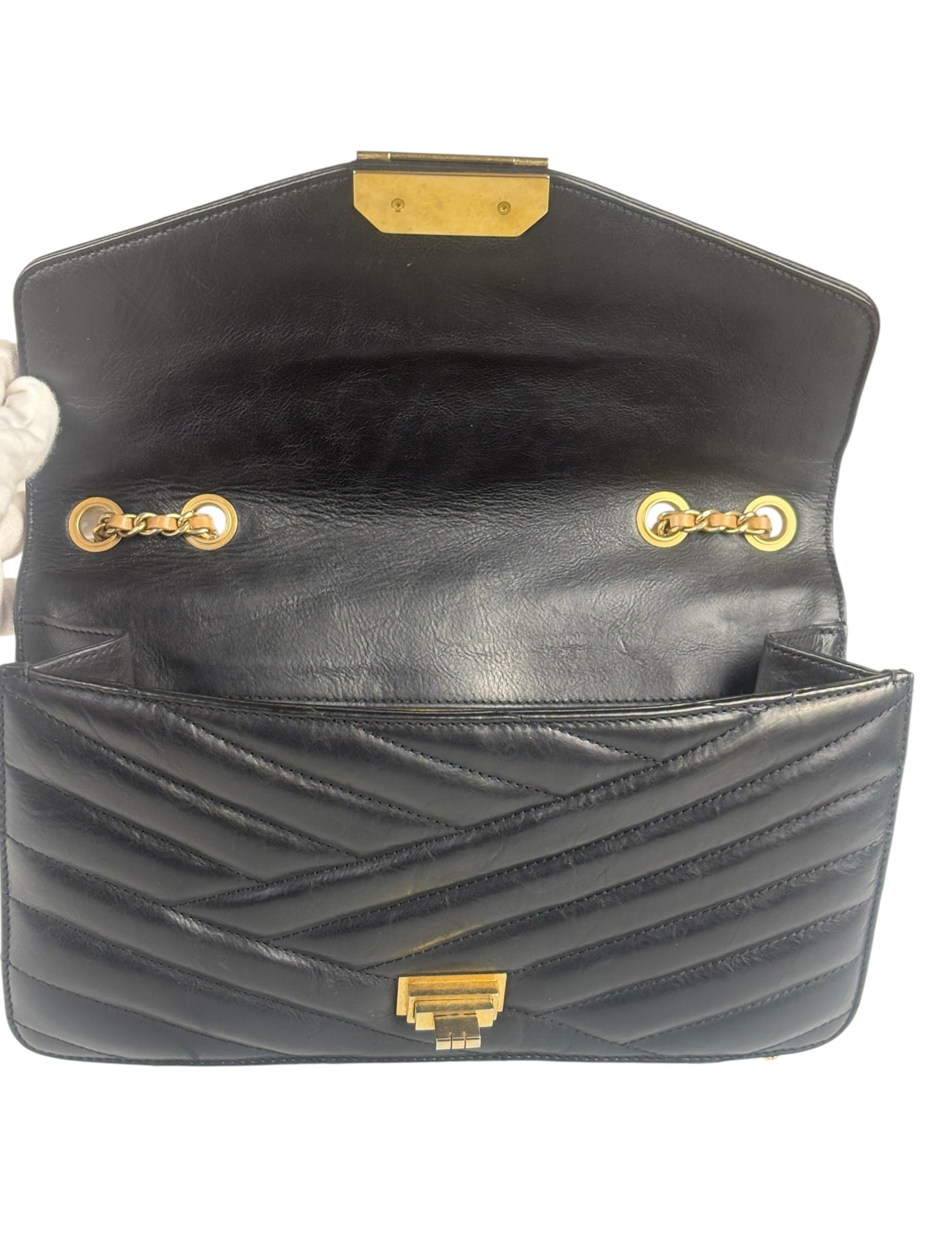 Chanel Black Leather Medium Gabrielle Flap Bag 2011