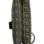 Fendi Brown Leather Trim Zucca FF Monogram Baguette