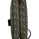 Fendi Brown Leather Trim Zucca FF Monogram Baguette