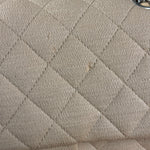 Chanel Beige Jersey Leather Trim Classic Double Flap Bag 2005