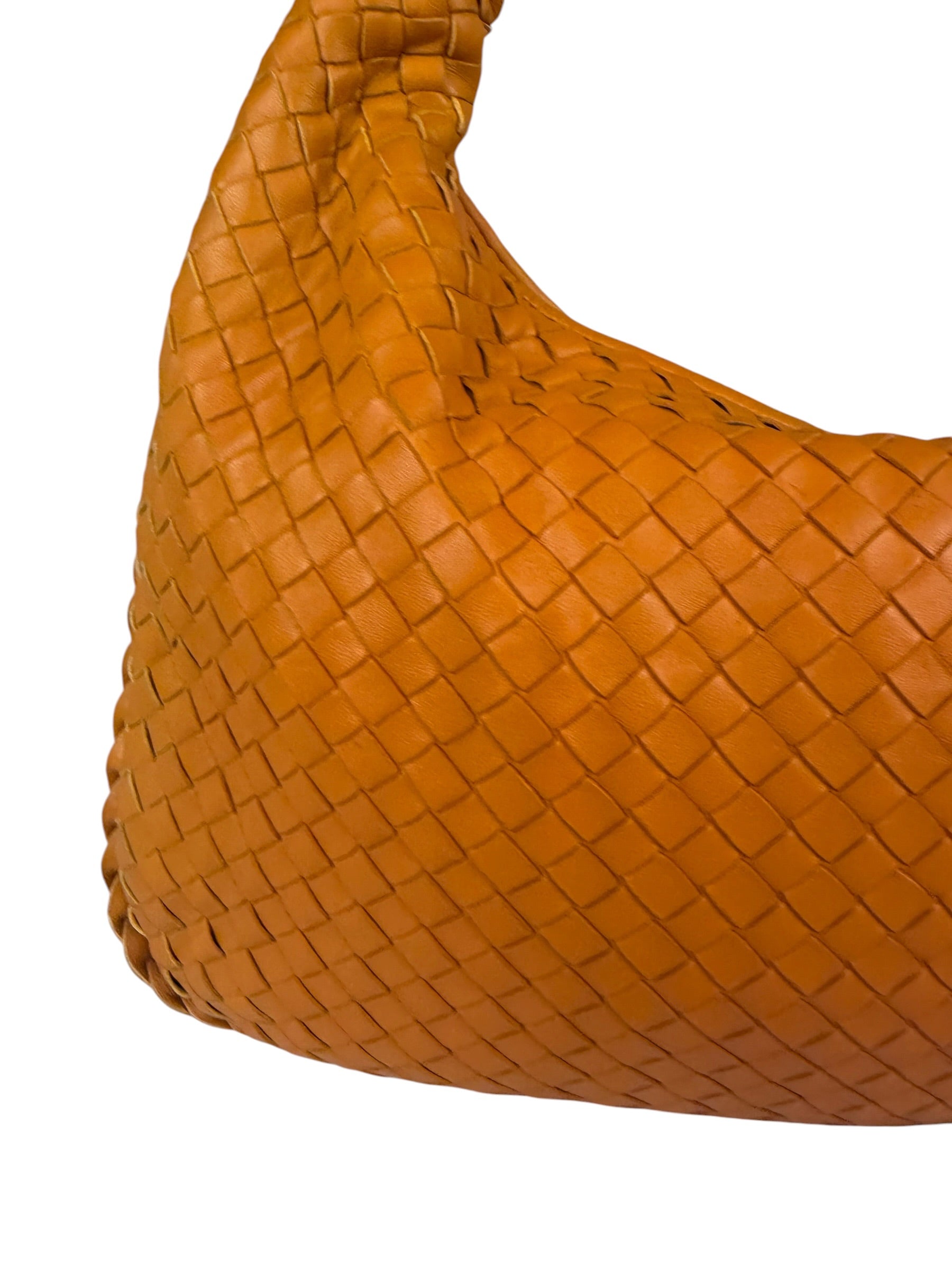 Bottega Veneta Orange Leather Intercciato Hobo Bag