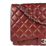 Chanel Burgundy Quilted Leather Jumbo Classic Double Flap Bag 2011
