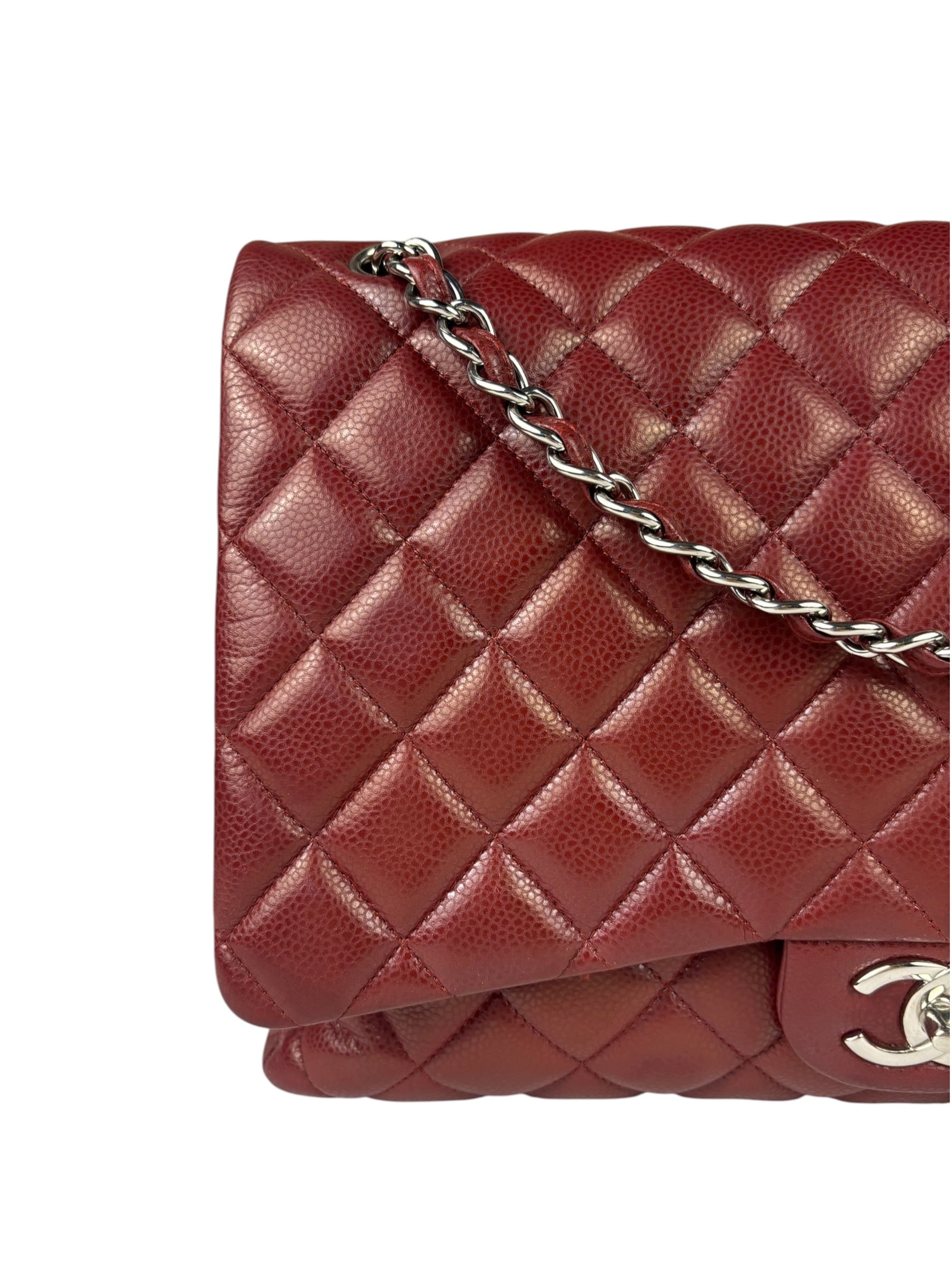 Chanel Burgundy Quilted Leather Jumbo Classic Double Flap Bag 2011