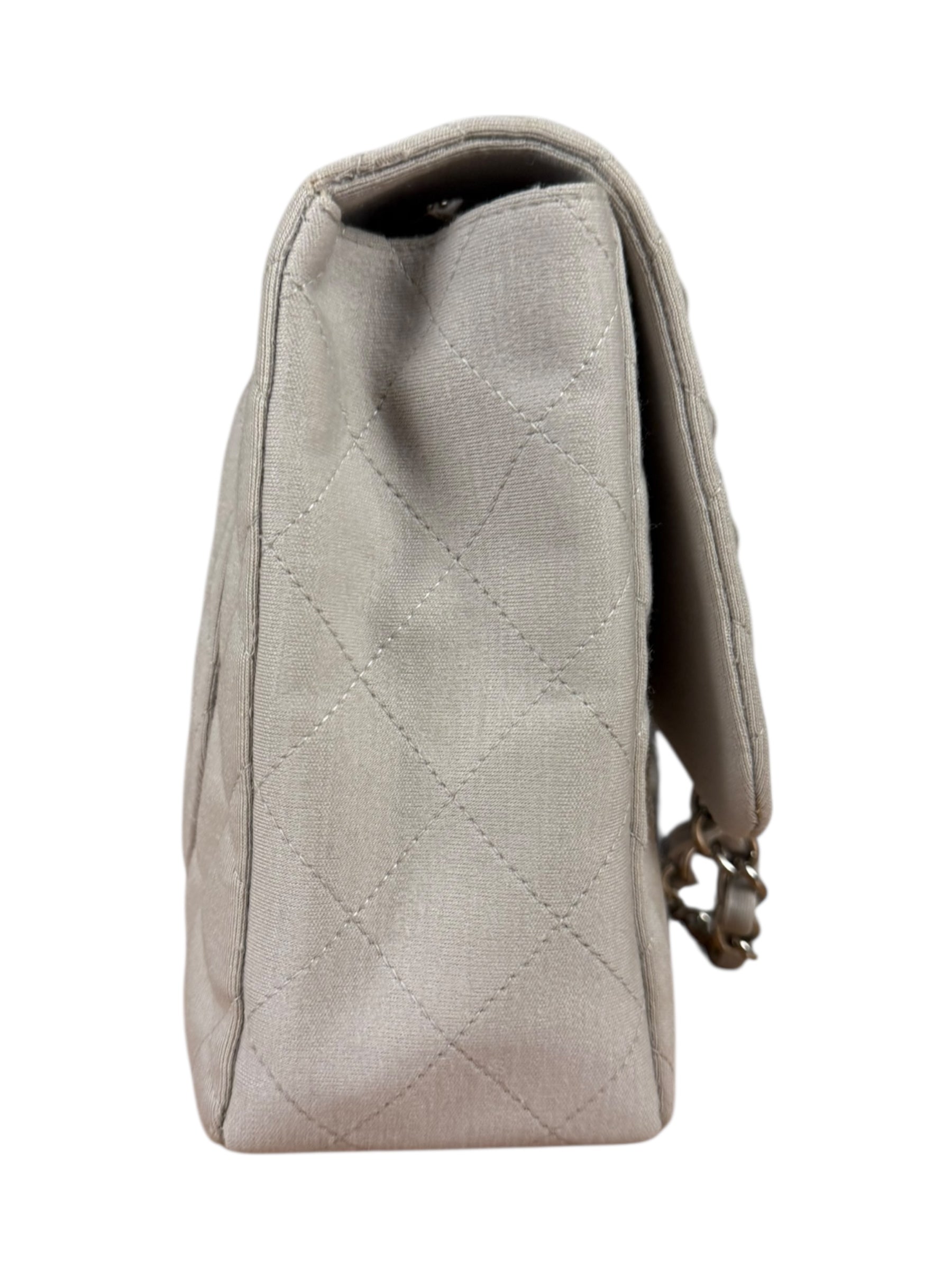 Chanel Grey Cotton M Classic Flap