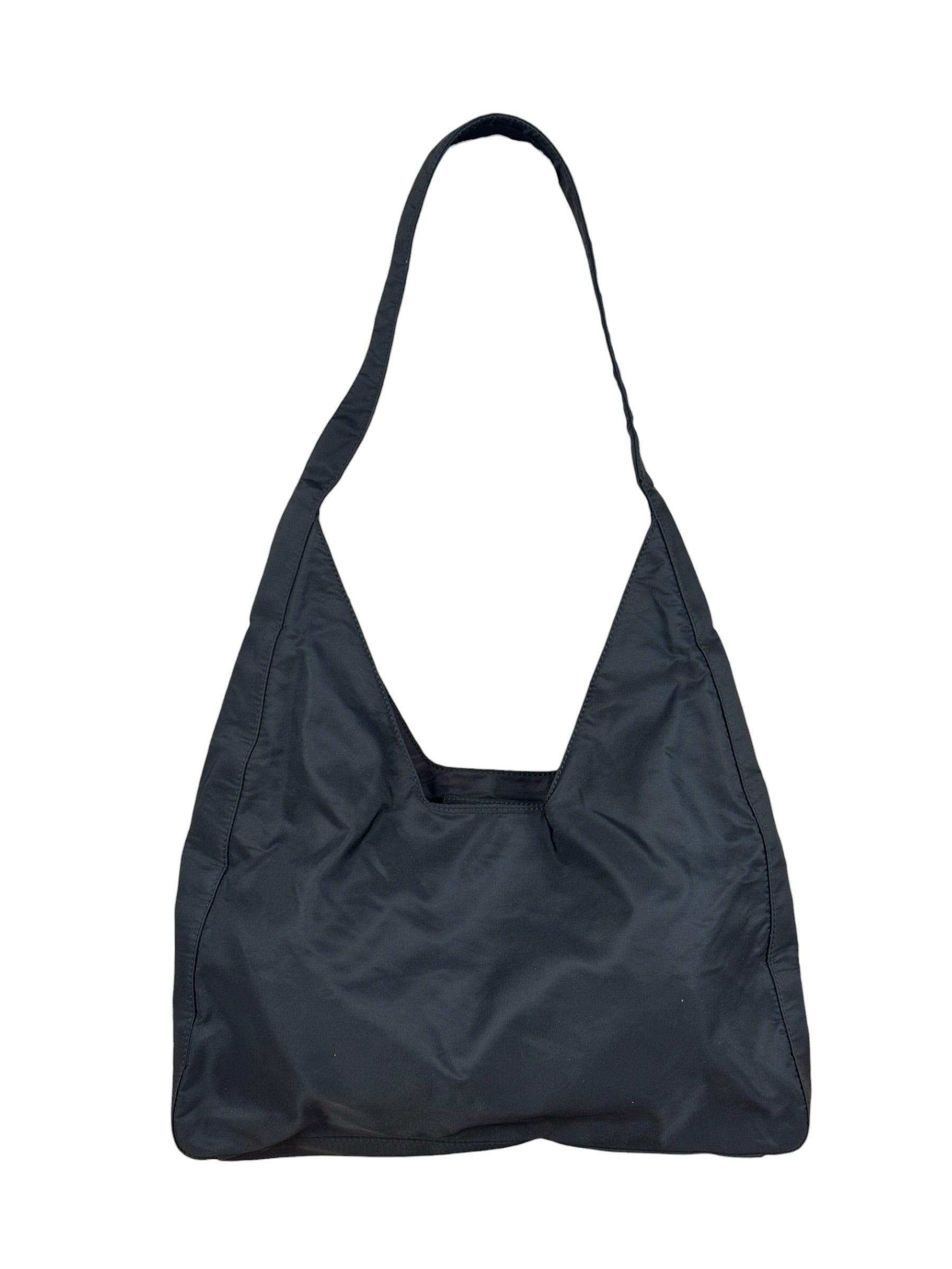 Prada Vintage Black Nylon Hobo Shoulder Bag