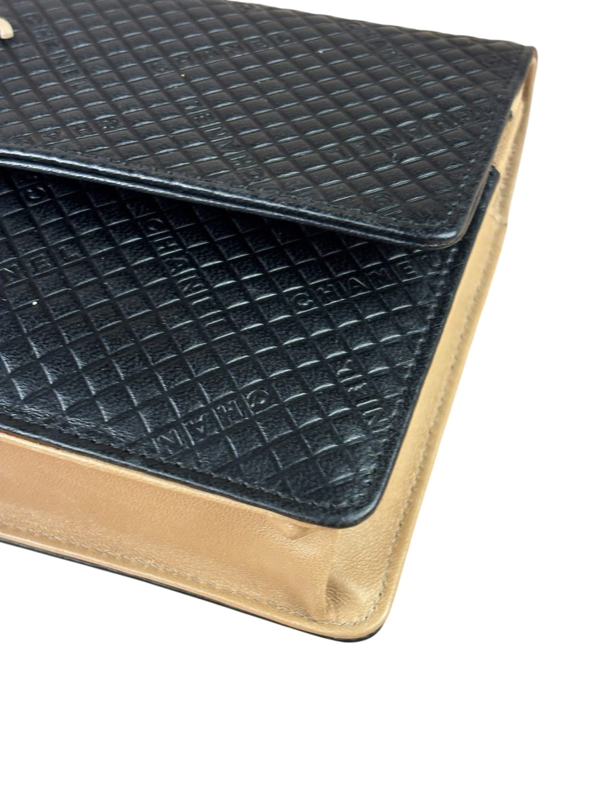Chanel Beige/Black Small Quilted Leather Wallet On Chain 2004