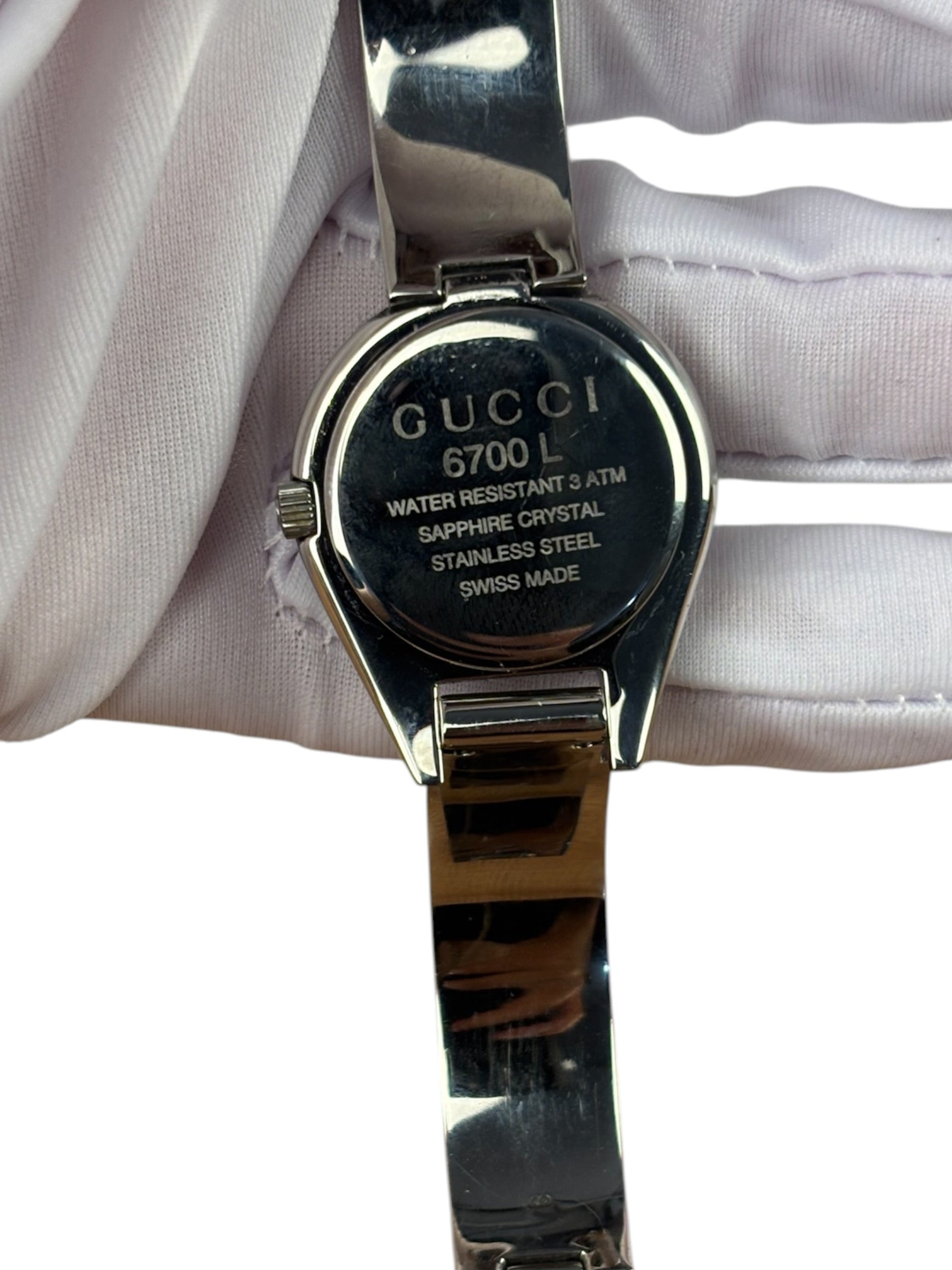 Gucci 6700 L Silver Round Dial Belt Buckle