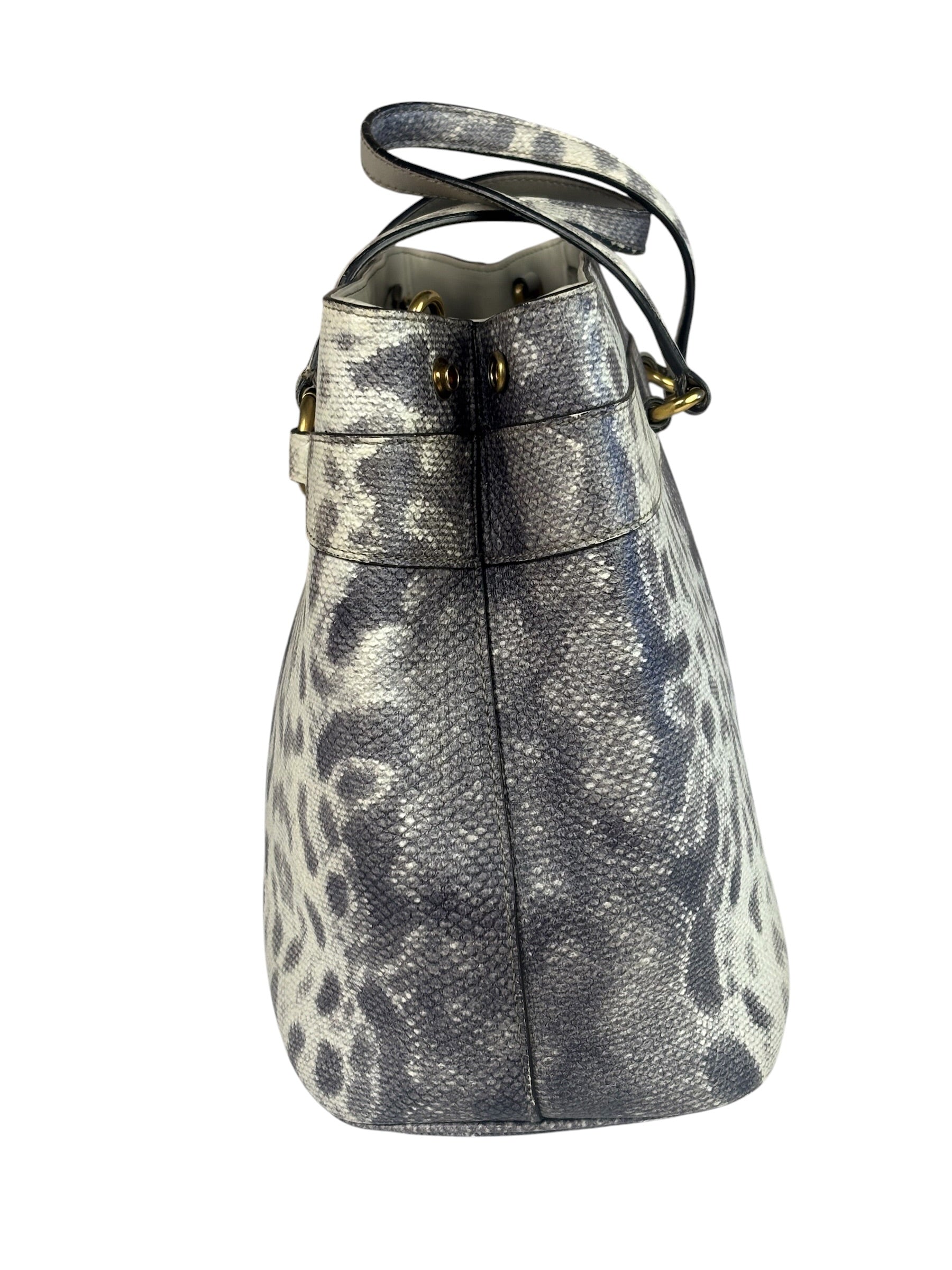 Gucci Cream/Grey Python-Embossed Horsebit Bright Bit Tote