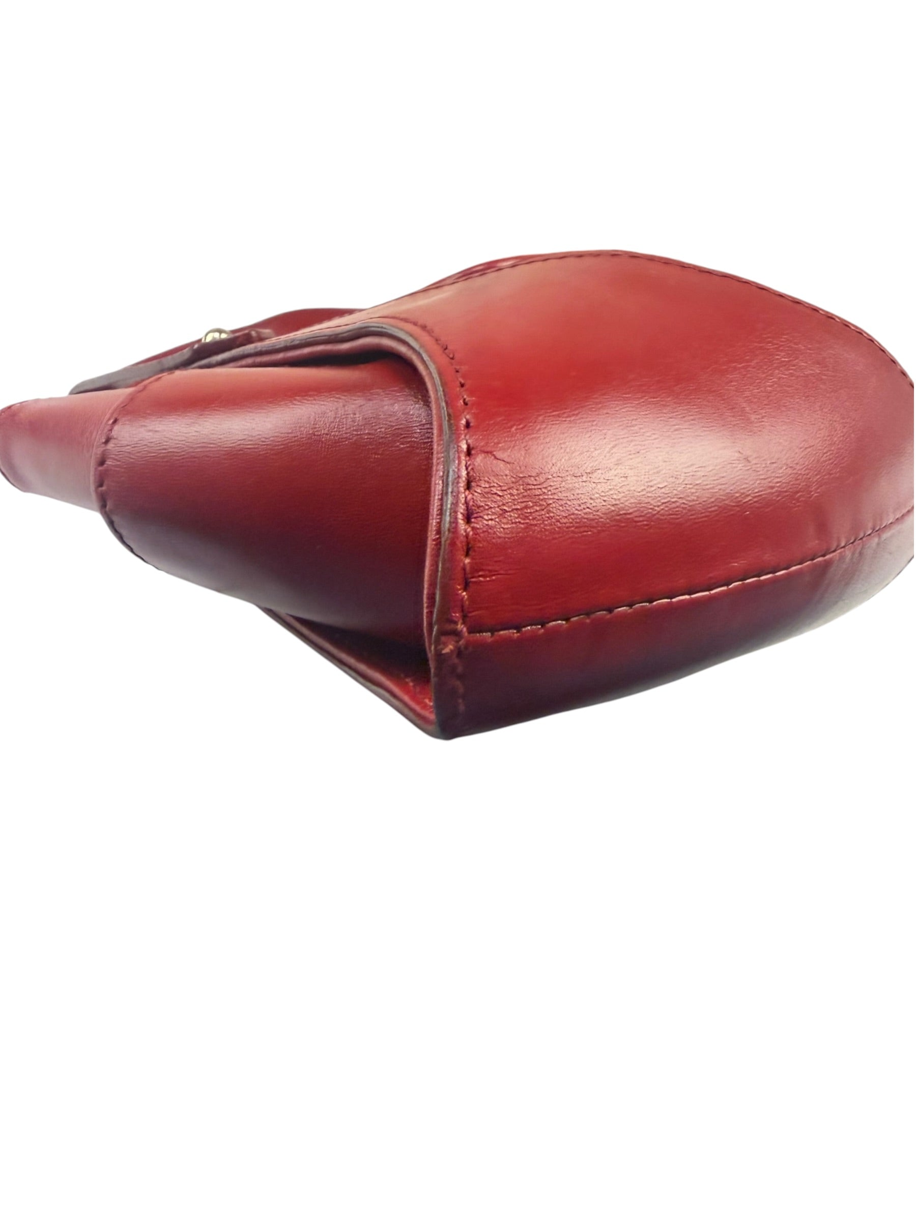 Fendi Red Leather Trim Zucca Compliation Shoulder Bag