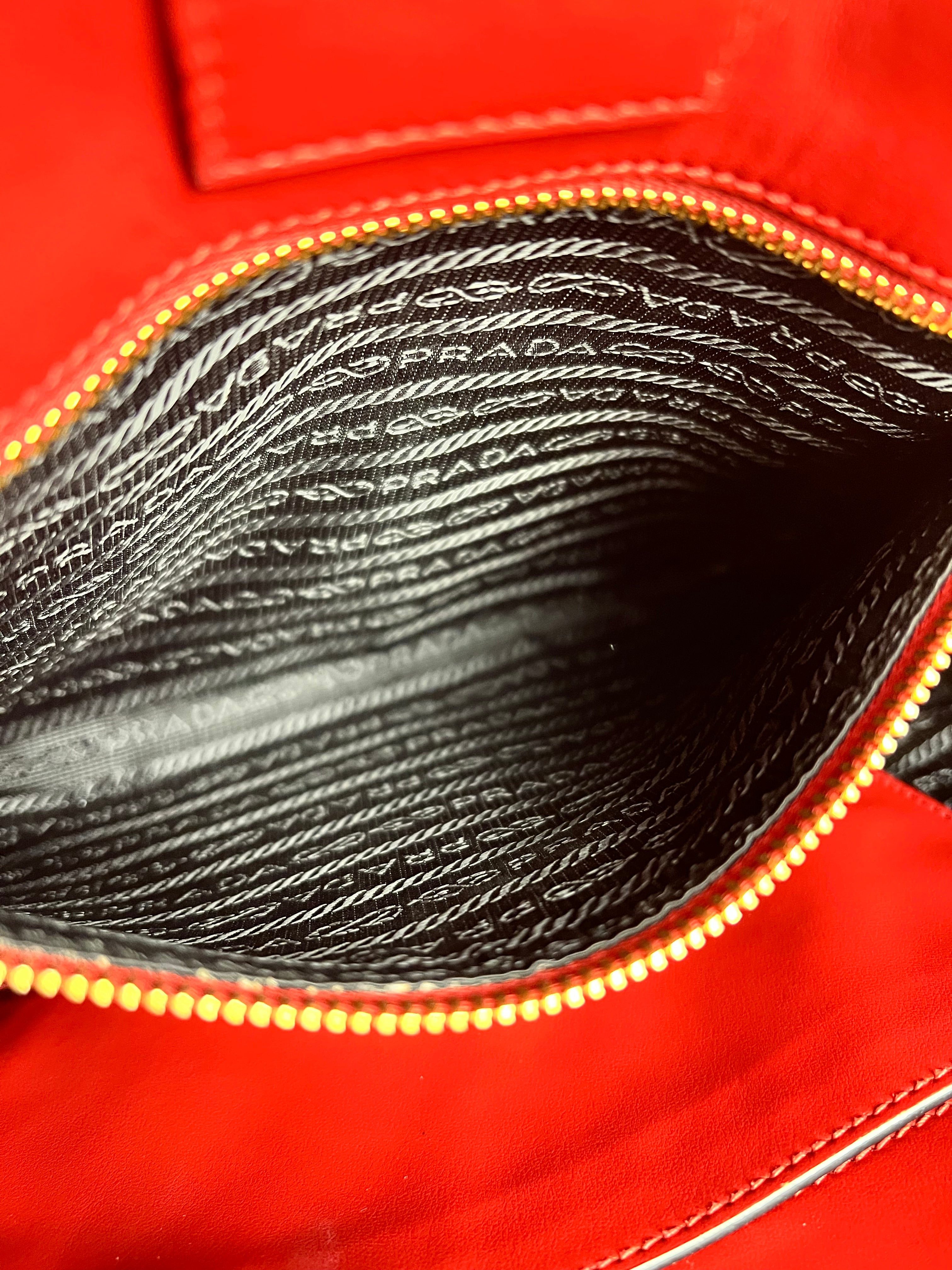 Prada Red Saffiano Leather 2Way Tote