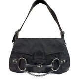 Gucci GG Vintage Black Horsebit Flap Shoulder Bag