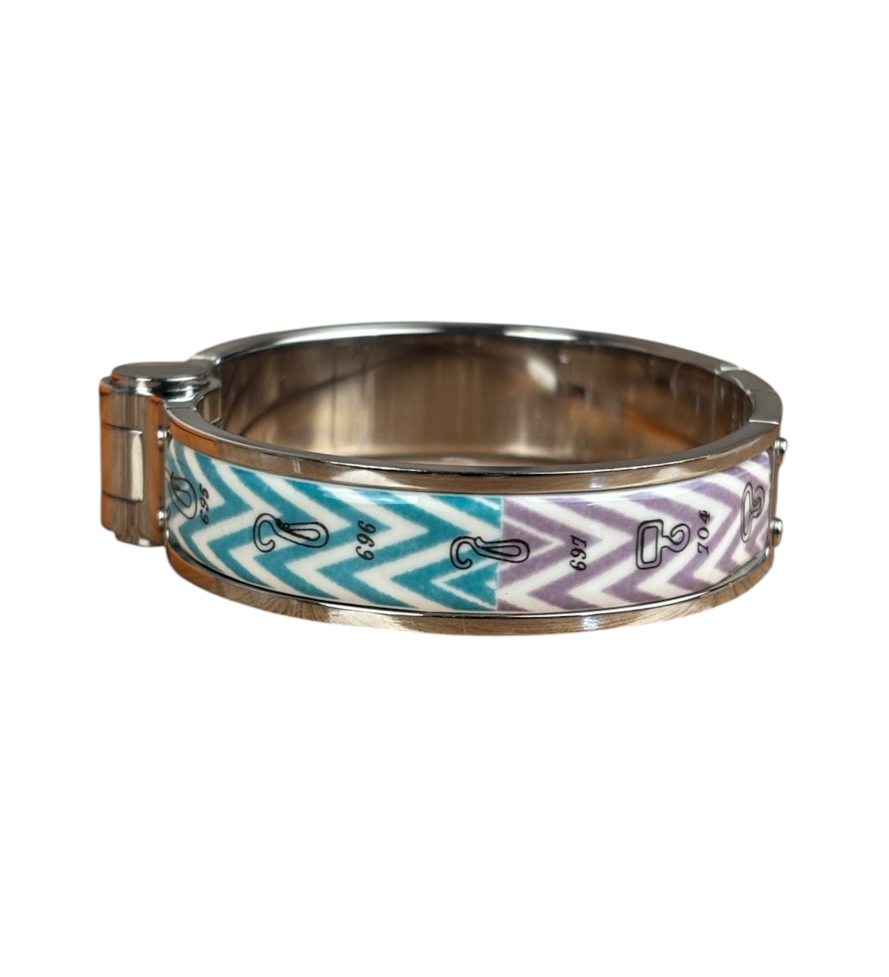 Hermes Palladium Plated Charniere Enamel Bangle PM
