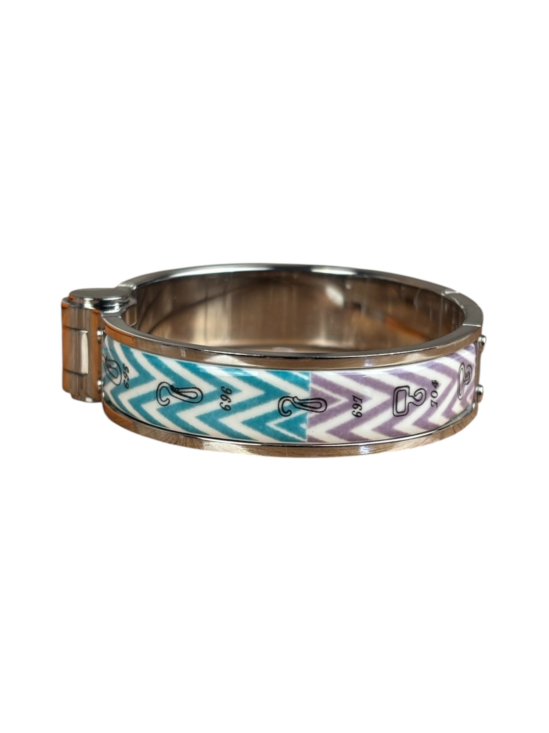 Hermes Palladium Plated Charniere Enamel Bangle PM