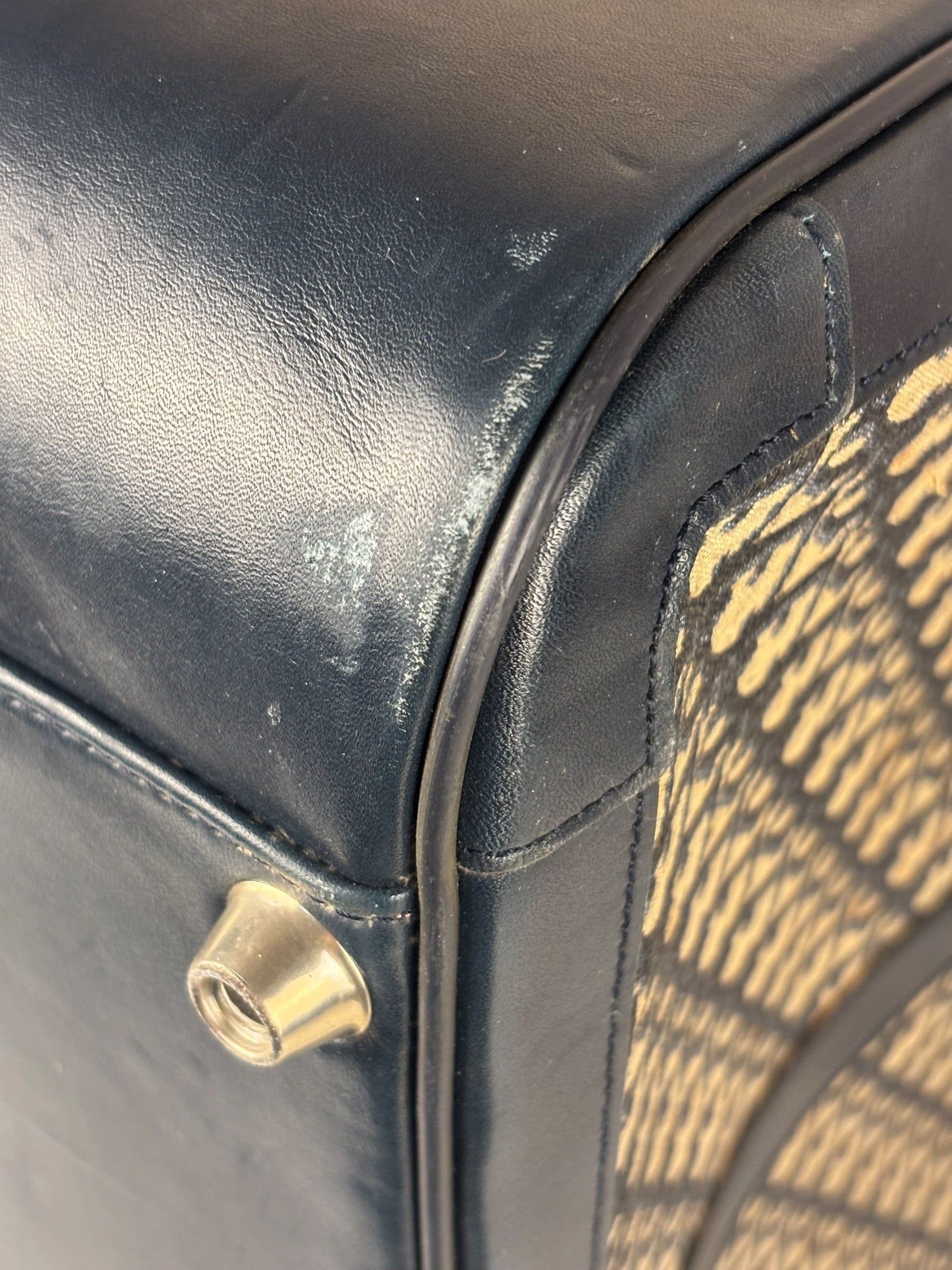 Christian Dior Vintage Navy Oblique Travel Bag