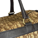 Christian Dior Brown Leather Trim Trotter Boston Handbag