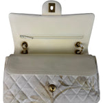 Chanel White Denim/Leather Trim Greek Collection Flower Double Flap Bag 2018