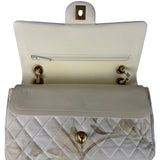 Chanel White Denim/Leather Trim Greek Collection Flower Double Flap Bag 2018
