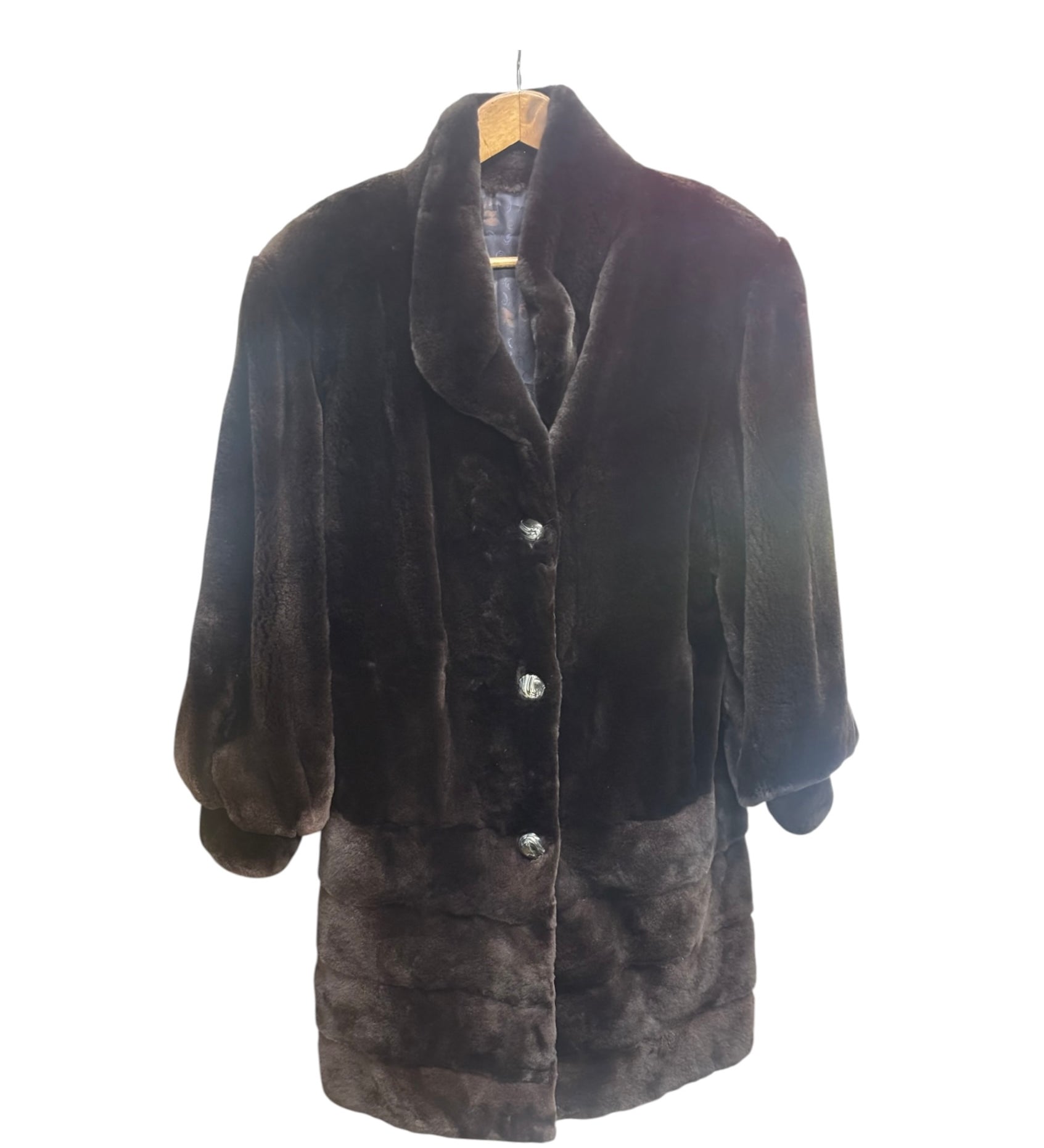 Vintage Brown Chinchilla Fur Long Coat