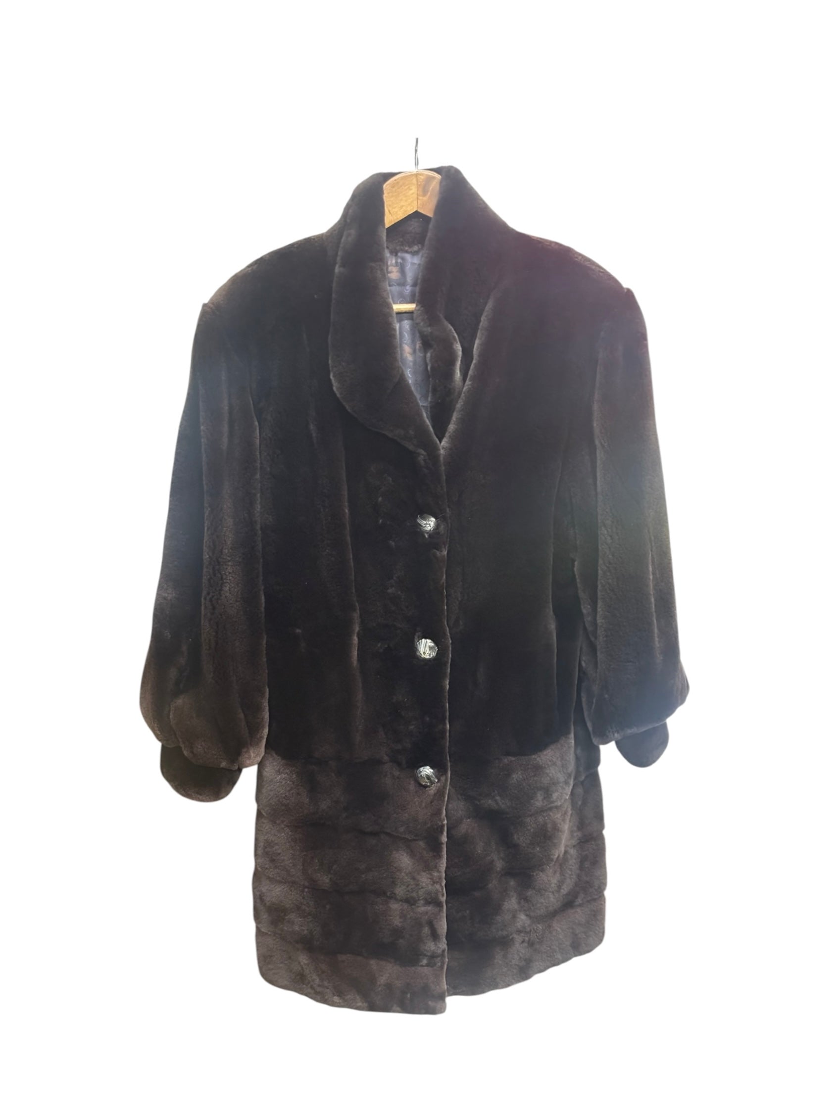 Vintage Brown Chinchilla Fur Long Coat