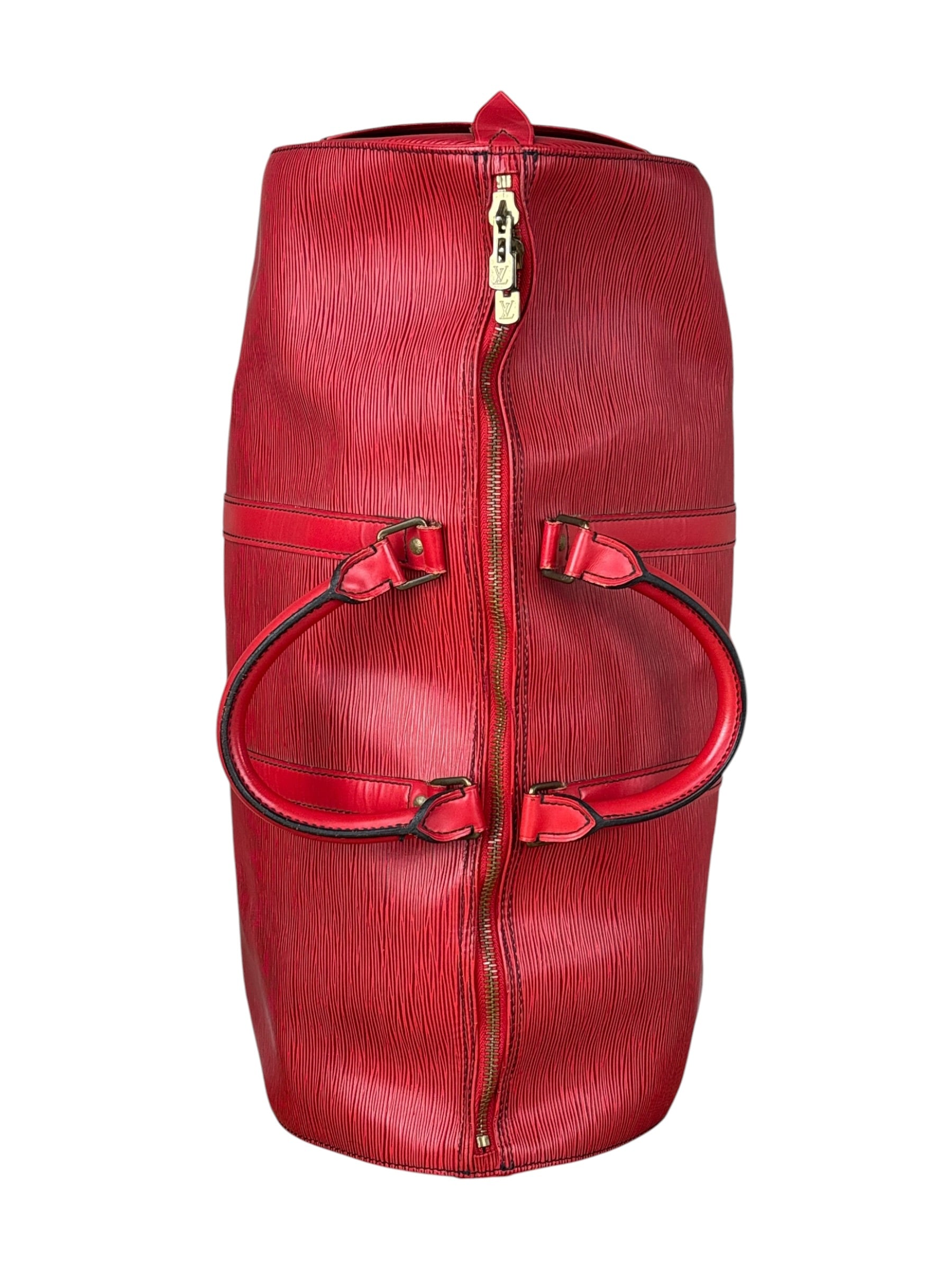 Louis Vuitton Red Epi Keepall Duffel Hand Bag