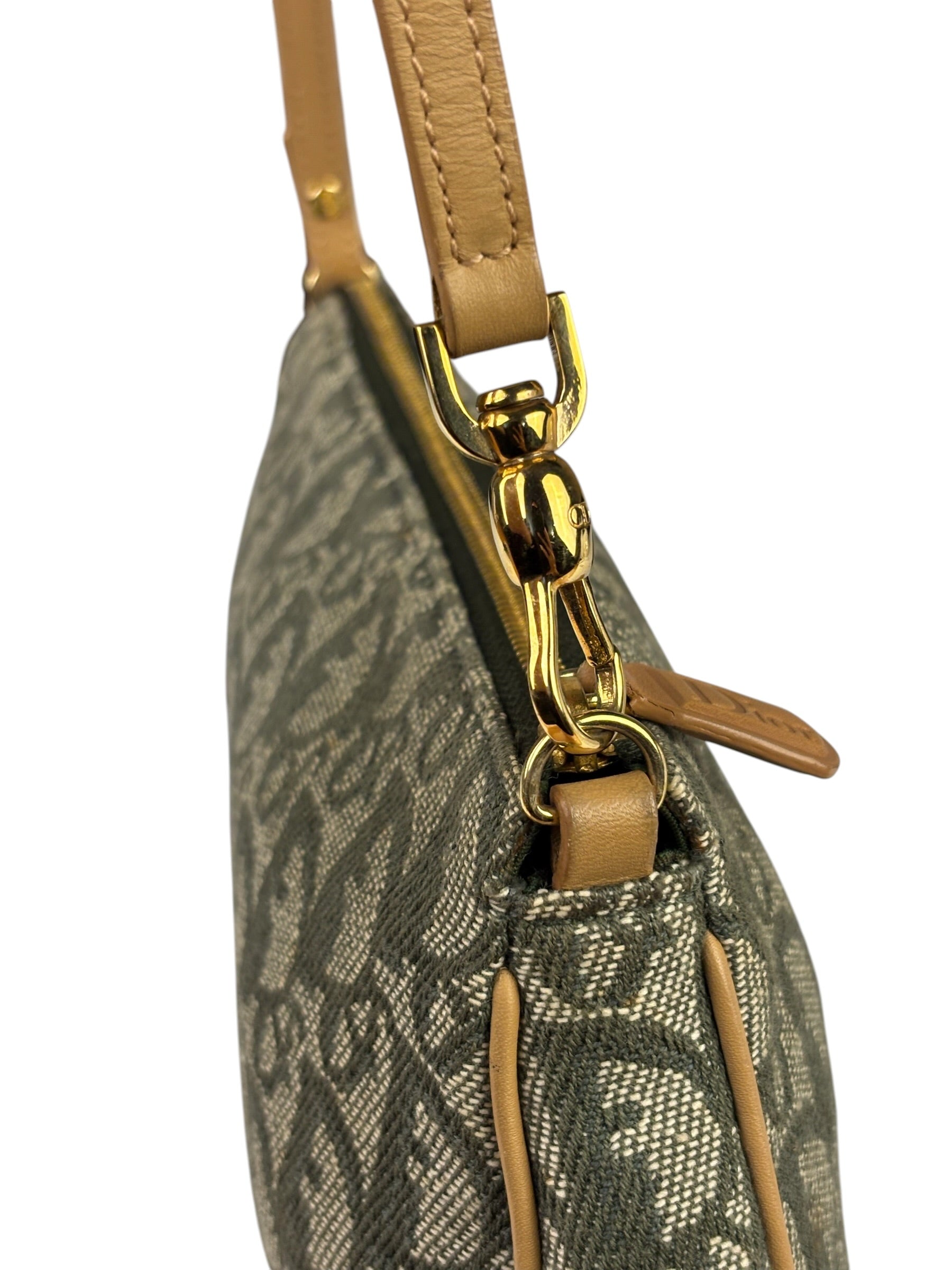 Christian Dior Vintage Green Trotter Saddle Pochette