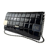 Chanel Black Patent Leather Chocolate Bar Flap Bag 2000