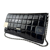 Chanel Black Patent Leather Chocolate Bar Flap Bag 2000