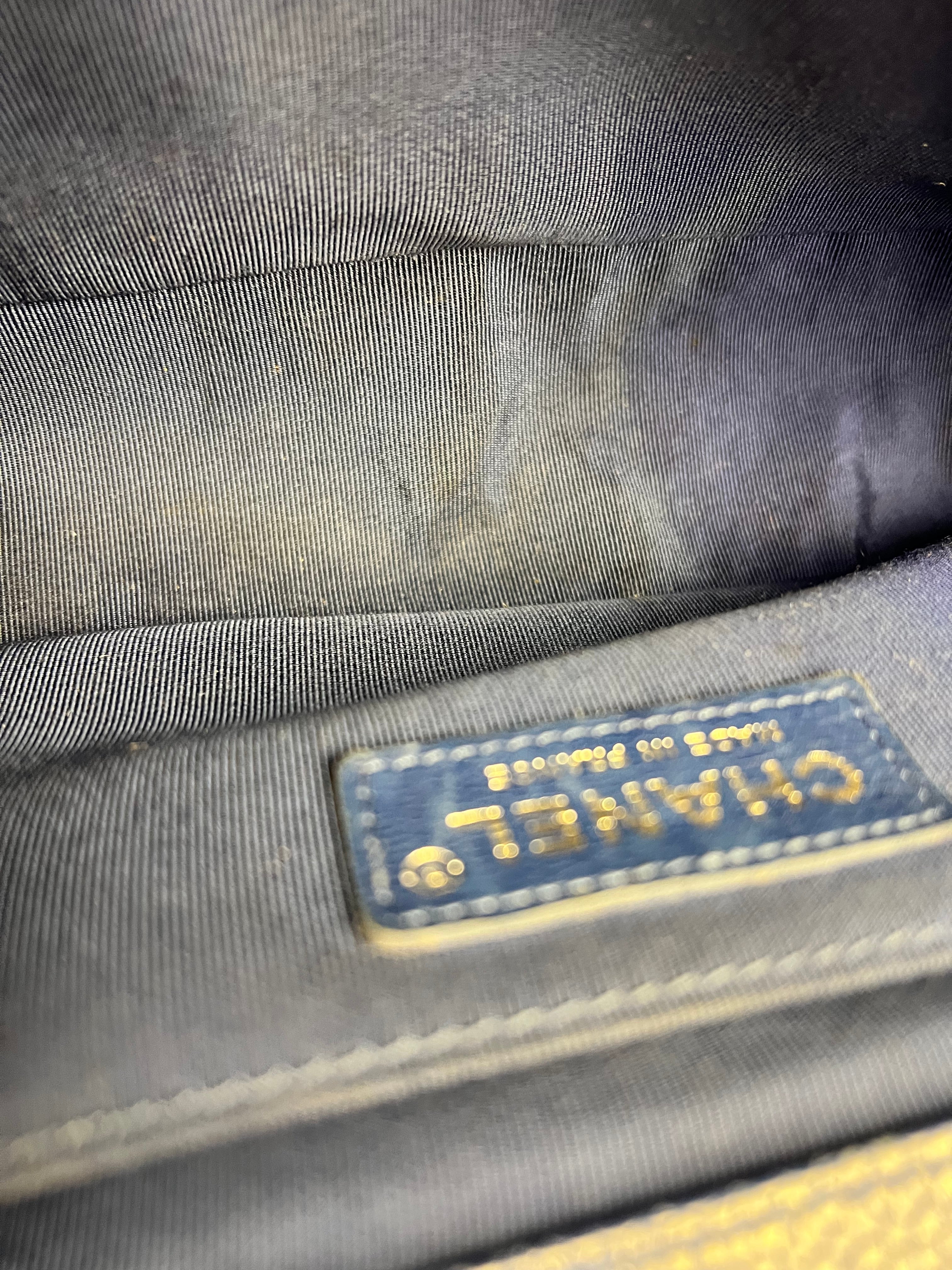 Chanel Blue Chevron Caviar Medium Boy Bag 2019