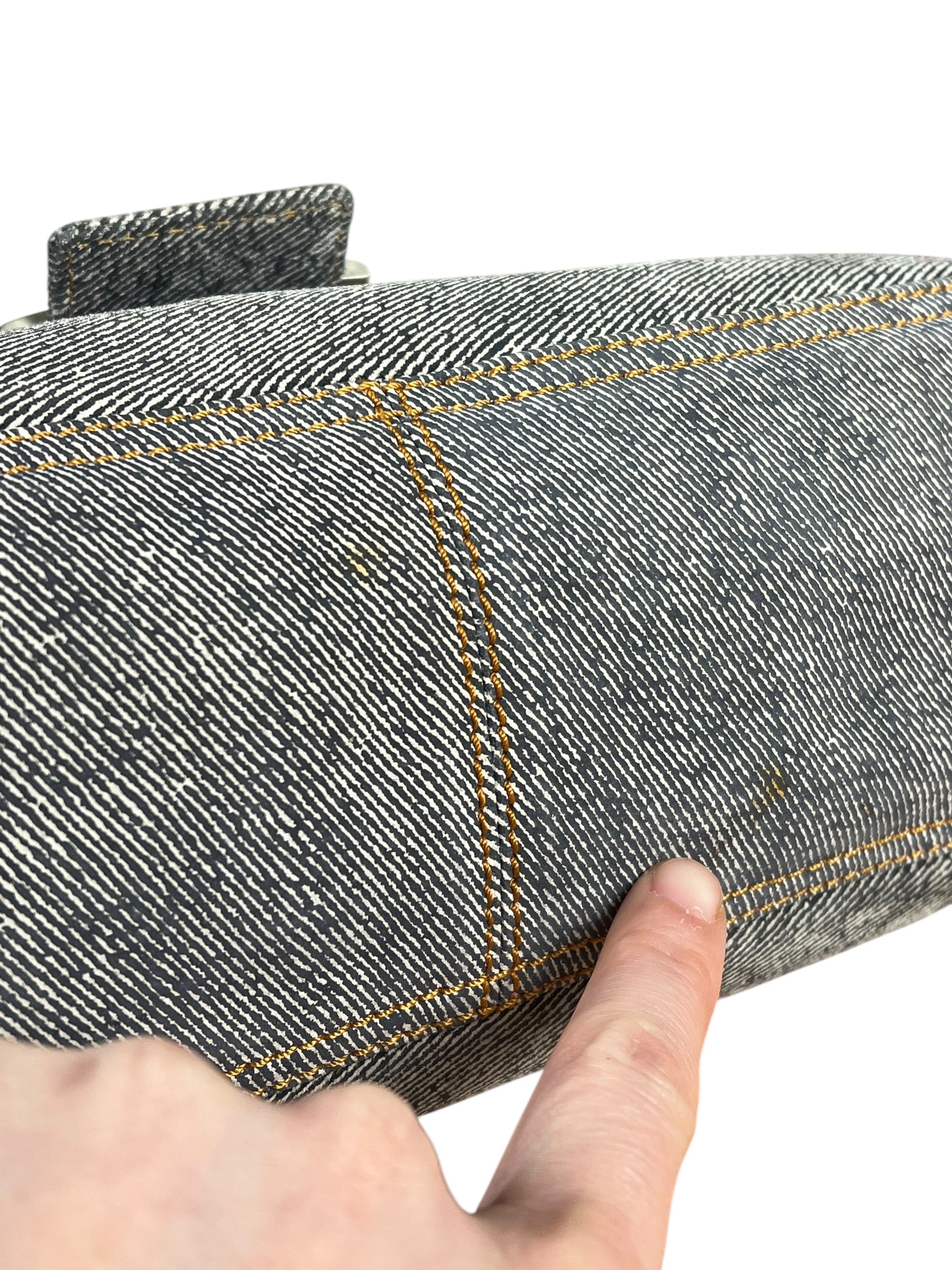 Fendi Light Denim Toned Canvas Baguette Shoulder Bag