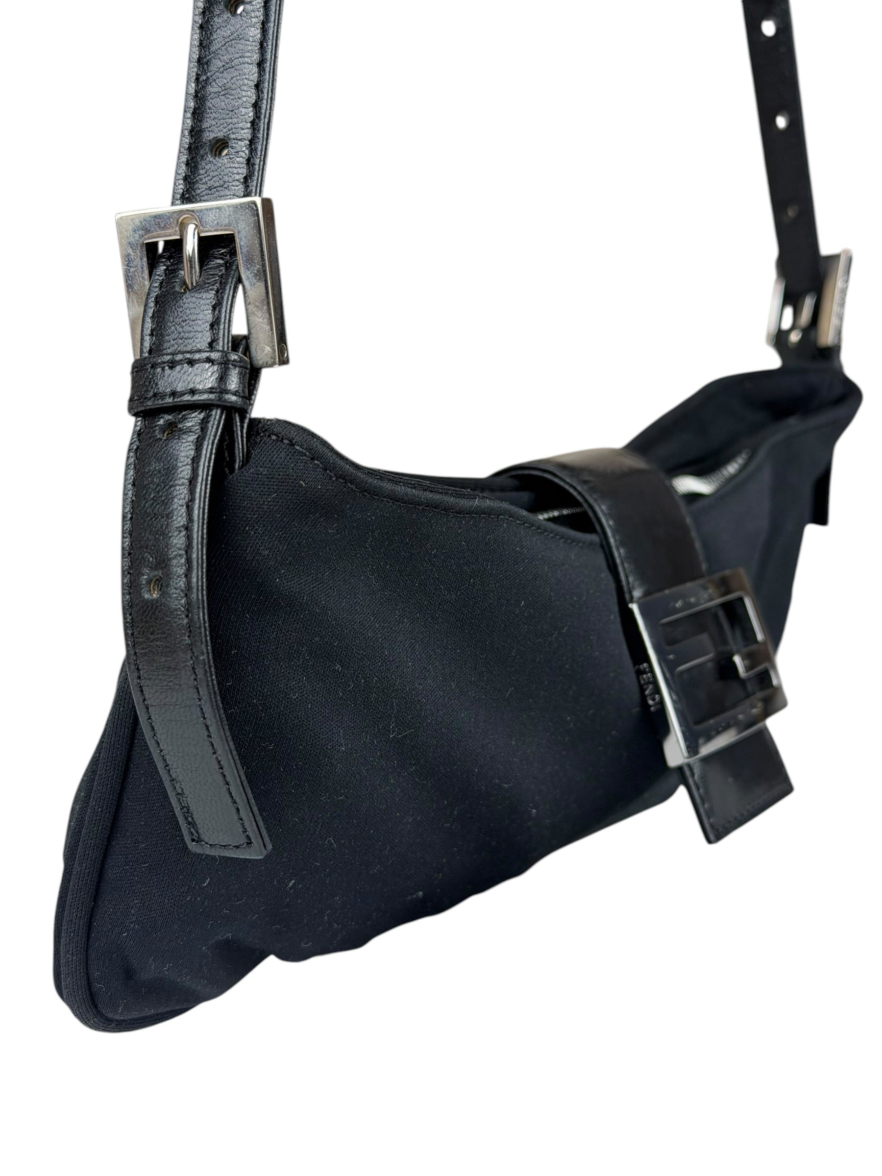 Fendi Black Nylon Mamma Baguette Shoulder Bag