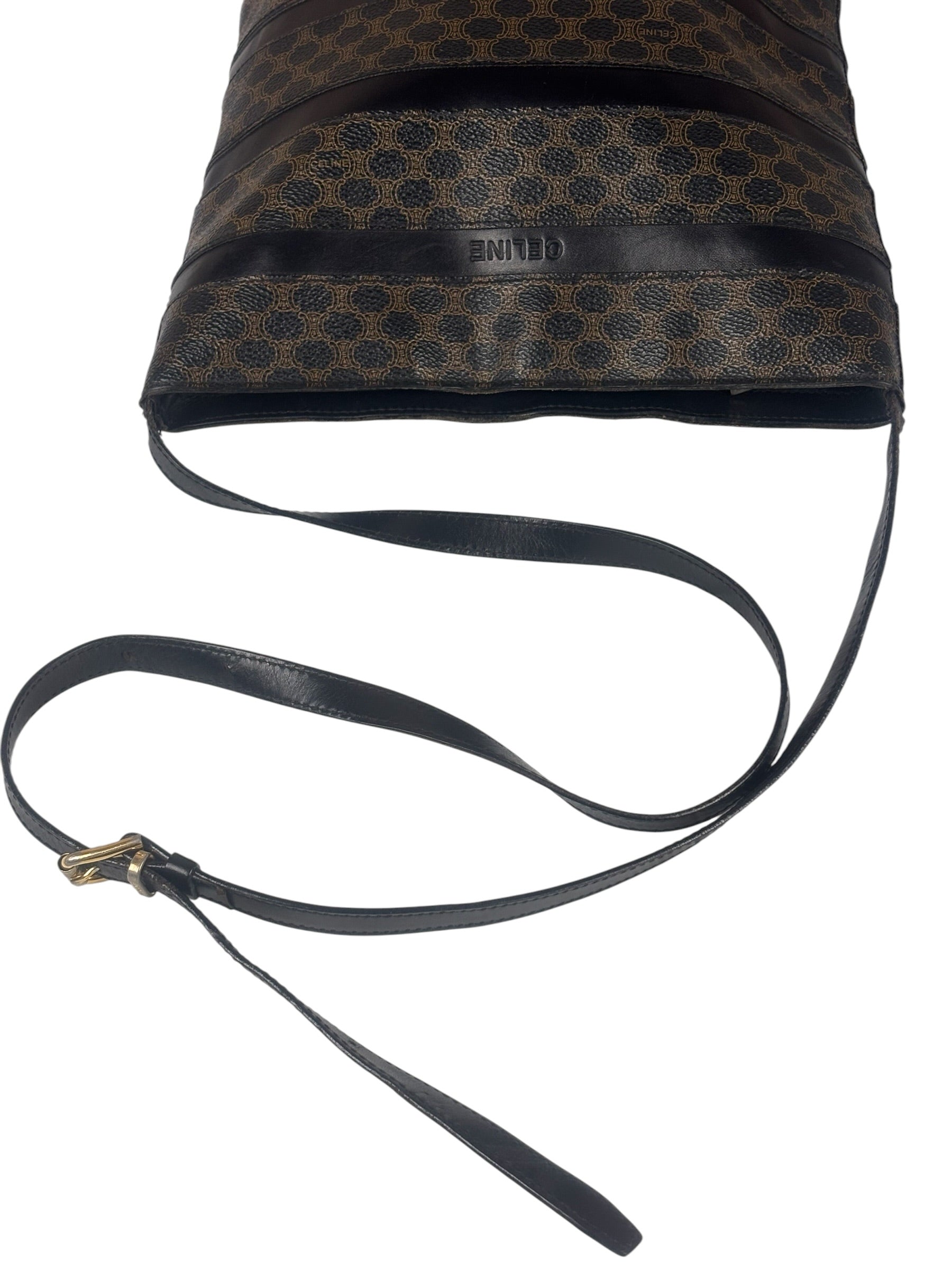 Celine Coated Canvas Stripped Macadam Crossbody