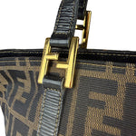 Fendi FF Black Leather Trim Zucca Mamma Pochette