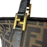 Fendi FF Black Leather Trim Zucca Mamma Pochette