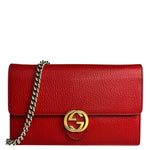 Gucci Red Leather GG Wallet on Chain Bag