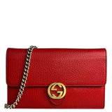 Gucci Red Leather GG Wallet on Chain Bag