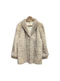 Vintage Light Grey Vertical Striped Saga Mink Fur Coat