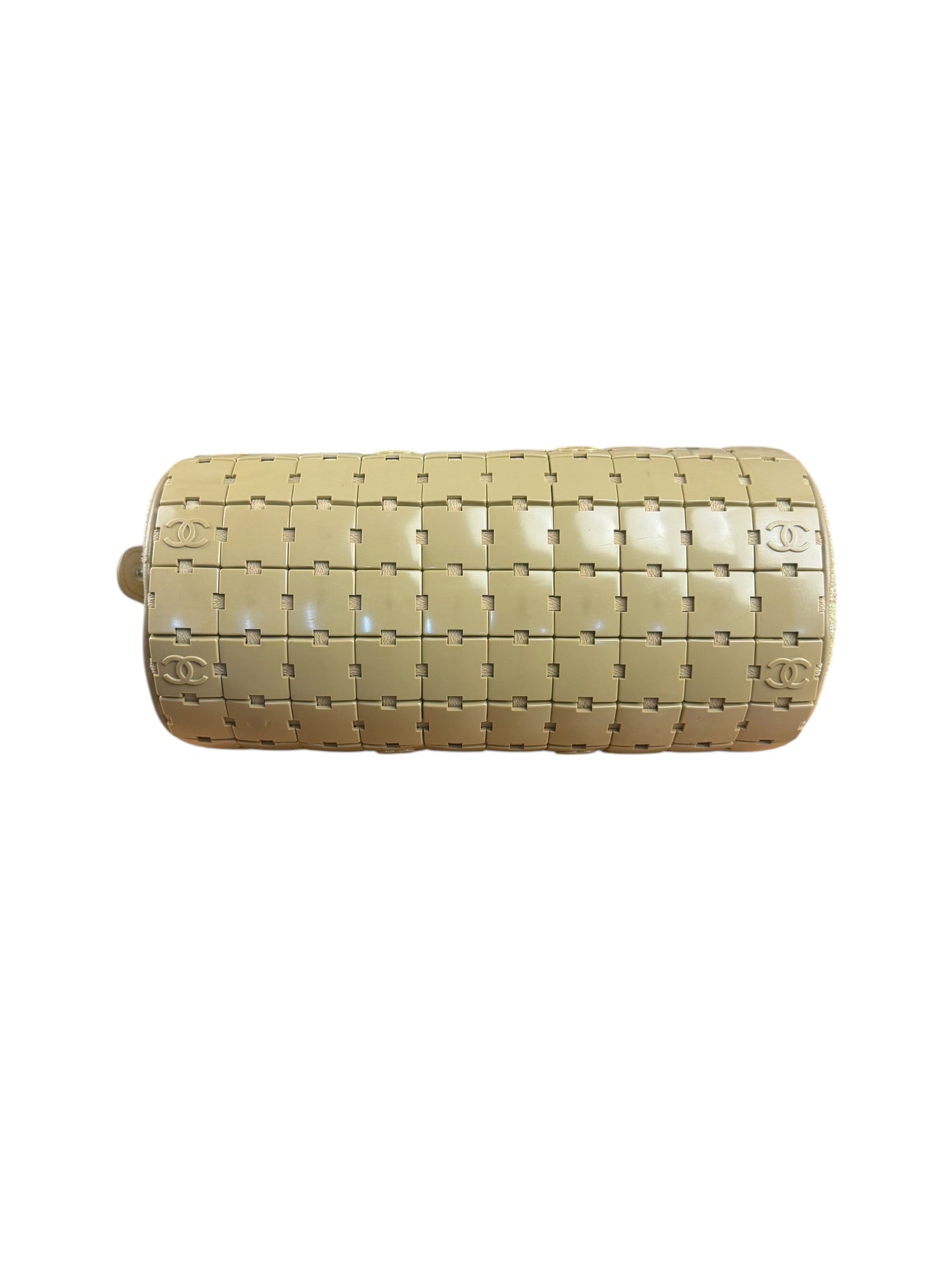 Chanel Beige Leather Trim Mini Puzzle Block Handbag