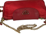 Prada Red Tessuto Nylon/Saffiano Leather Trim Two-Way Bag